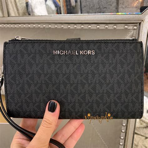 Michael Kors Jet Set Travel Tulip Leather Double Zip Wristlet 